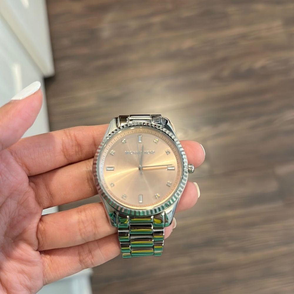 Michael Kors stainless steel watch with light pink face